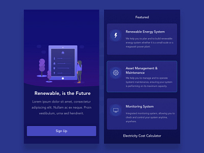 Solar Energy Mobile Website app design illustration solar energy uiux ux