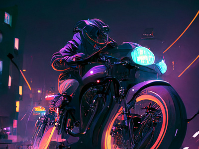 Night Ride, Modern Bike, Cinematic illustration vector