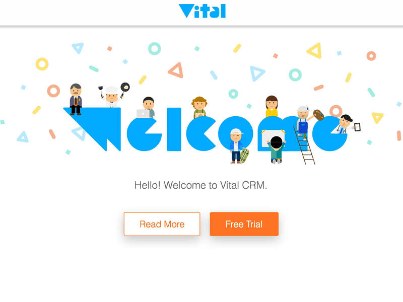 Vital CRM Welcome Page