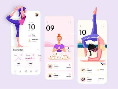 Yoga - Mobile App app branding design graphic design illustration logo meditation typography ui ux vector yoga