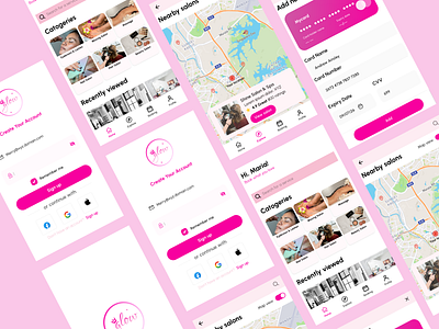 Beauty Salon App app beauty design figma pink ux