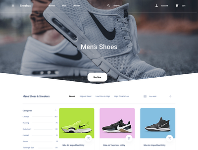 Shoebox Landing page design e commerce figma shoe ui ux user experience ux ux design