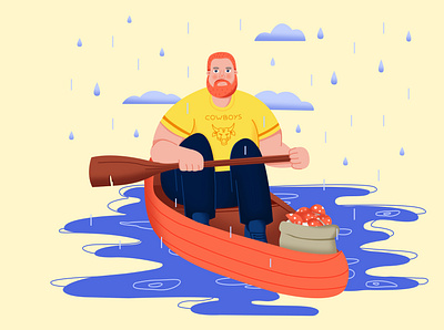 Boatman character digital art flat illustration illustration vector