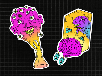 Acid stickers! acid artwork character digital art illustration psychedelic sticker toxic