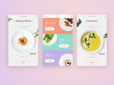 Cafe Application application bright cafe clean colorful cooking flat interface ios material design minimal shot