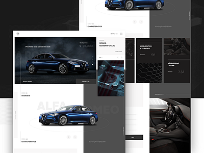 Alfa Romeo Landing page car website case concept design black landing page layout material design minimal ui design website
