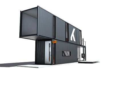 Shipping Container Home Low 3/4 View architecture c4d cinema 4d shipping container shipping container home