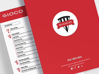 Gioco Menu Design branding menu print design