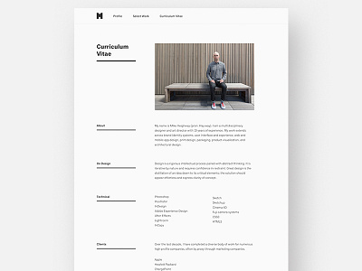 Portfolio Redesign 2017 / Curriculum Vitae portfolio web design