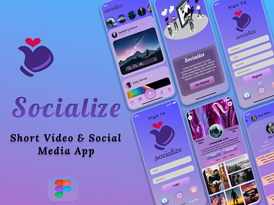 Socialize app app design design figma mobile app prototype social media ui