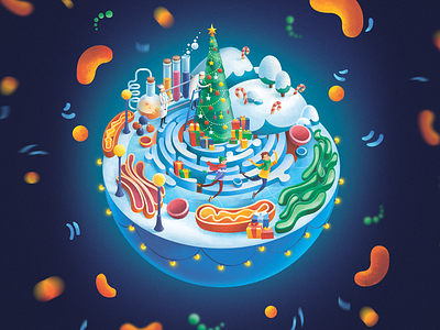 New Year in every cell biology celebration cell christmas illustration magic new year