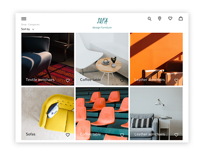 Categries page of the furniture shop daily ui 012