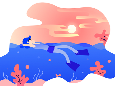 Rafting in the sea design graphic illustration