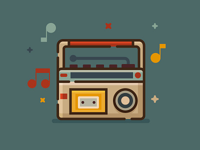 Vintage Radio Tape classic flat icon geometric icon icon design music radio retro tape vector vintage