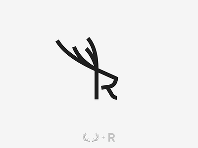 R + 🦌 animal logo letter logo logomark logotype reindeer