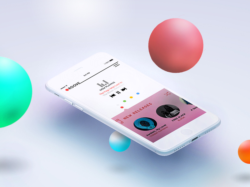 Roove - Music App concept bubbles user interface mobile uiux groove player playlist 3d mobile app ui music