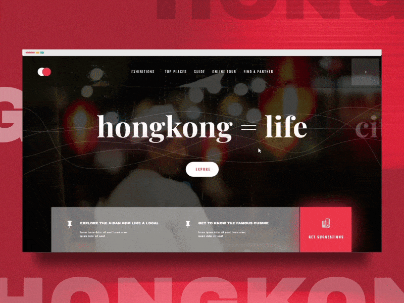 Hongkong - Web Design Animation after effects animated animation art direction concept creative interaction interaction design landing page motion photography studio typography ui uiux ux visual web web design website