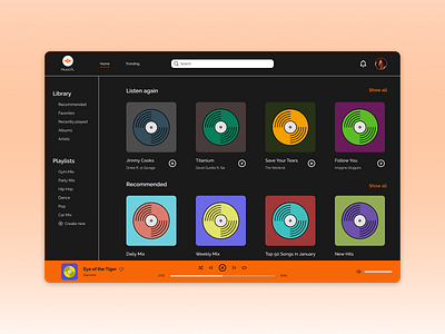 DailyUI #009 Music Player black black and orange dailyui desktop music music player orange ui