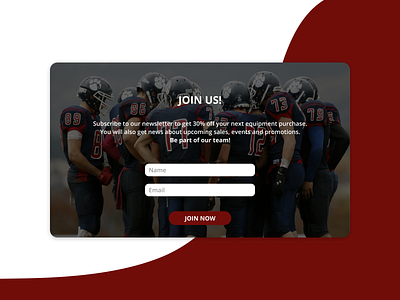 DailyUI #016 Pop-Up / Overlay american football club daily ui dailyui dailyui 016 newsletter overlay pop up pop up red red burgundy sport