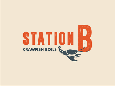 Station B Logo boil boils brand branding crawfish flat identity illustration illustrator logo logo design logo mark louisiana new orleans orange seafood typography vector wordmark