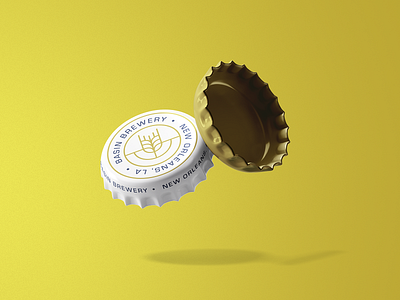 Bottle Cap basin beer beer branding branding brewery brewery logo brewing brewing company craft beer design identity la logo logo design louisiana new orleans nola yellow