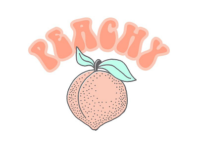 Just Peachy 60s 70s fruit hand drawn illustration peach peaches peachy retro