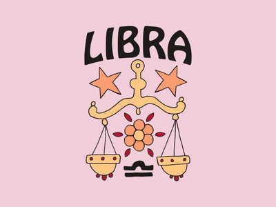 Libra 70s astrology flower libra libran scales sign stars zodiac