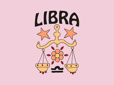 Libra 70s astrology flower libra libran scales sign stars zodiac