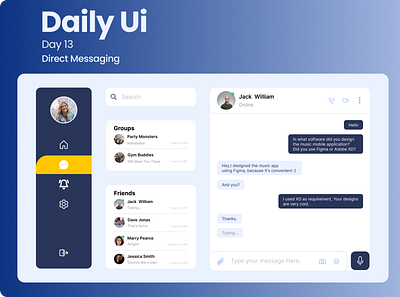 Daily UI / Day 13 Direct Messaging app branding design graphic design illustration logo minimal ui ux vector
