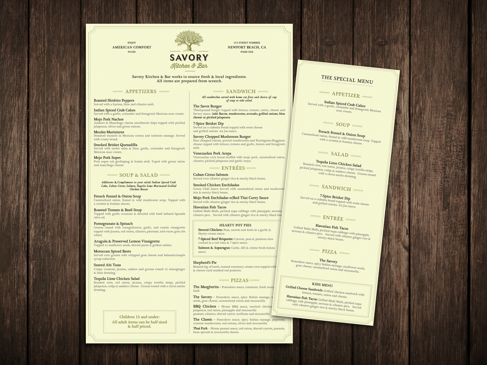 Savory Kitchen&Bar menu by Nina D on Dribbble