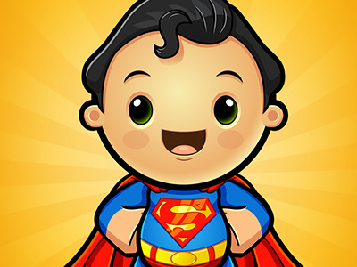 Kawaii Superman cartoon character-design cute dc-comics designwolf fun illustration kawaii superhero superman vector warner-bros