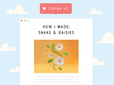 C4D | How I Made: Snake & Daisies 3d modeling c4d c4dfordesigners daisies how to render snake spring