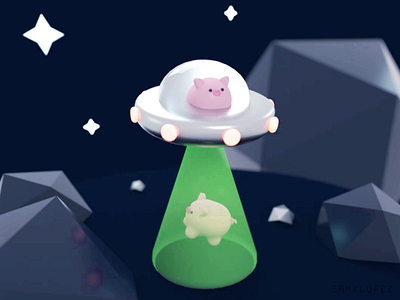 Pig Abduction 3d abduction aliens pig space ufo