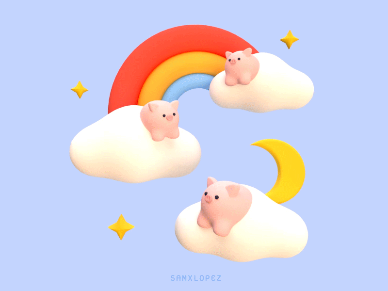 Pigs In Da Clouds clouds piggy pigs rainbow stars