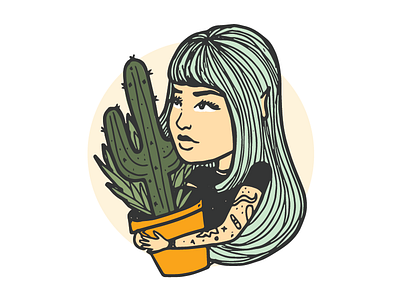 Don't Be A Prick cactus character girl prick tattoos