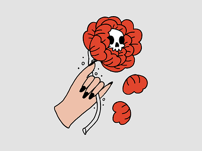 Flower Picking flower hand peony skull