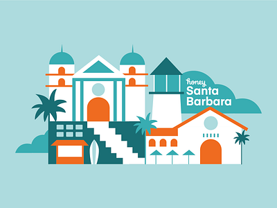 Celebration of Cities - Santa Barbara california lighthouse mission palm trees santa barbara surf
