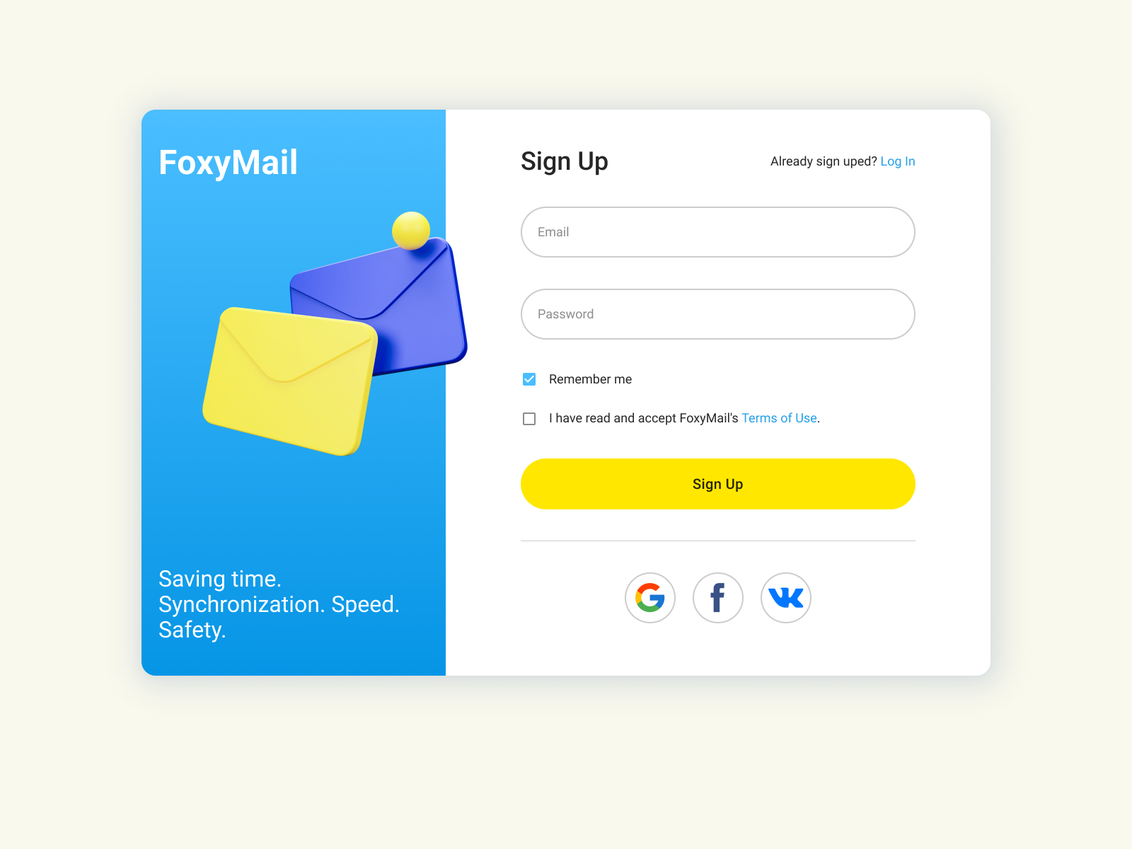 Sing Up Form By Ksenae On Dribbble