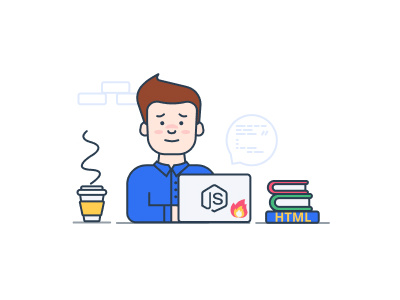 Node Js Dev character illustration illustration