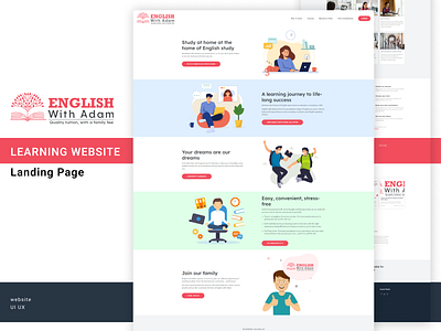 Learning Website Landing Page design english learning landing page learning ui ux website design