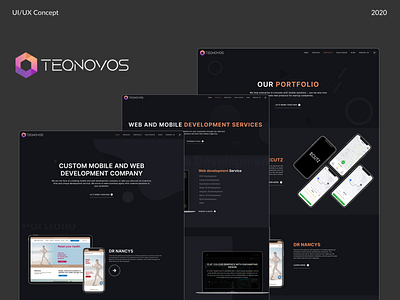 Teqnovos UI Concept branding design illustration landing page ui ux vector website design