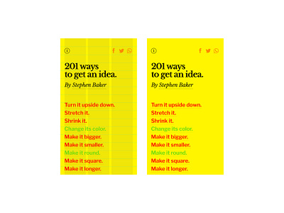 201 ways to get an idea website button states concept design grids howto ideation list minimal single page website technique typography ui web website