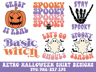 Retro Halloween T-Shirt Designs | Halloween SVG Bundle