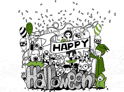 Happy Halloween illustration typography vector