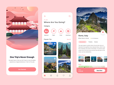 Travel app design