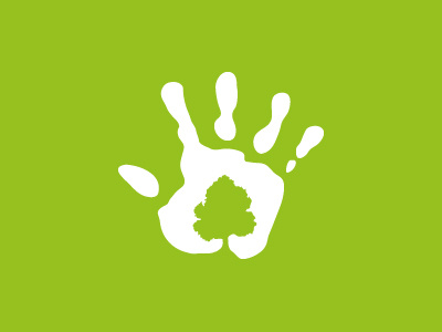 Evergreen Day Nursery green hand illustration logo tree