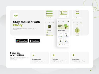 Planty Landing Page app design app mobile landing page ui ui design uiux ux ux design web design