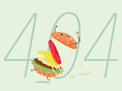 404 404 cartoon design hamburger illustration page