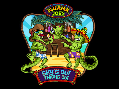 Summer T-Shirt bar dance design drink fun iguana illustration tshirt