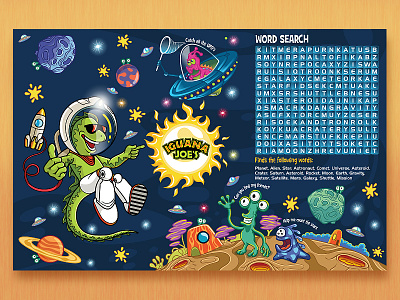 Placemat for Kids (for mexican restaurant) aliens design illustration placemat puzzles space vector